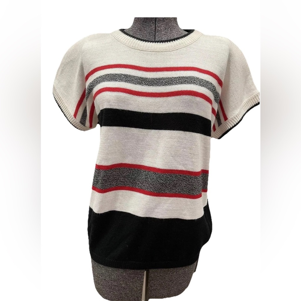 Koret 1980s‎ Vintage career color block sweater-women’s XL-EUC-cap sleeve-geek!